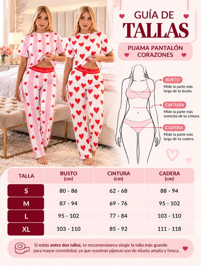 Pijama Pantalon Corazones - Calidad PREMIUM